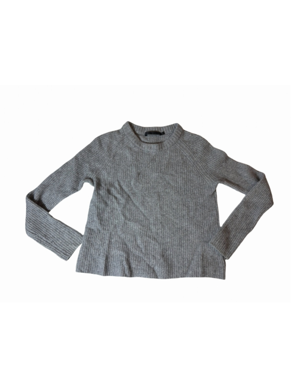 Jenni Kayne Gray 100% Cashmere Ribbed Crewneck Sweater Medium Minimalist